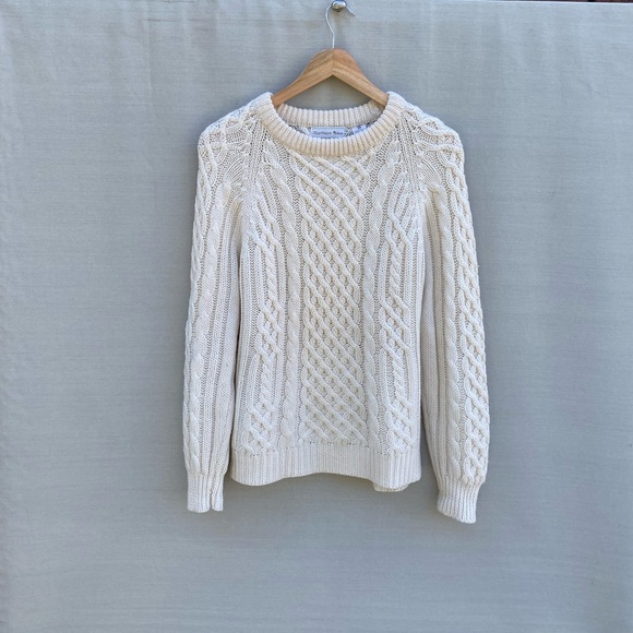 100% Virgin Wool Cable Knit Cream Sweater. - Picture 2 of 7